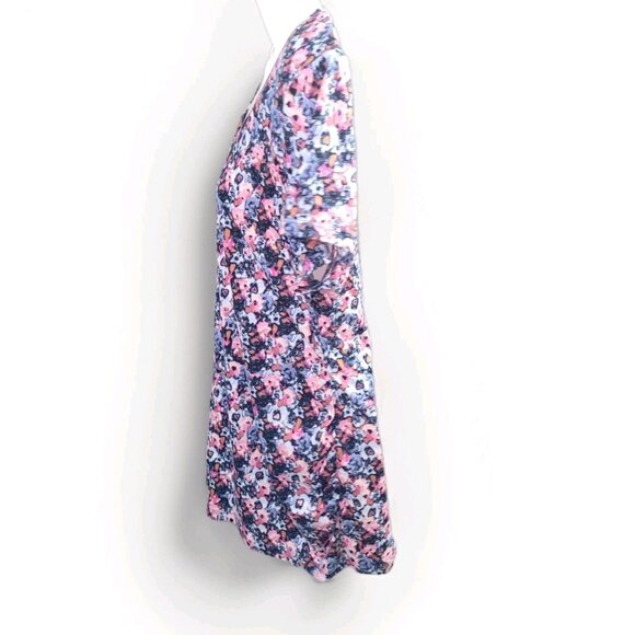 Paisley Sky Floral Maternity Top Womens Large Short Sleeve - Picture 3 of 8